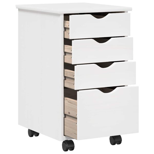 vidaXL Rolling Cabinet White 34 x 39 x 56 cm Solid Pine Wood