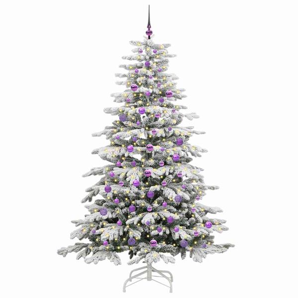 vidaXL Artificial Hinged Christmas Tree White 210 cm PE and PVC