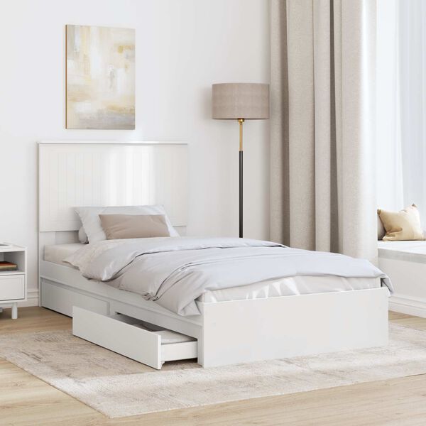 vidaXL Storage Bed with Headboard White 100 x 200 cm Engineered Wood
