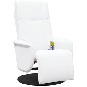 vidaXL Massage Recliner Chair with Footrest White Faux Leather