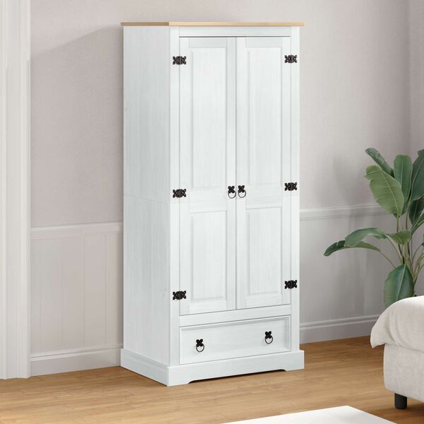 vidaXL Wardrobes with Drawer White 76 x 50 x 170 cm Solid Pine Wood