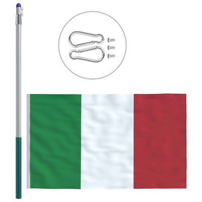 vidaXL Italy Flag and Pole Aluminium 6 m