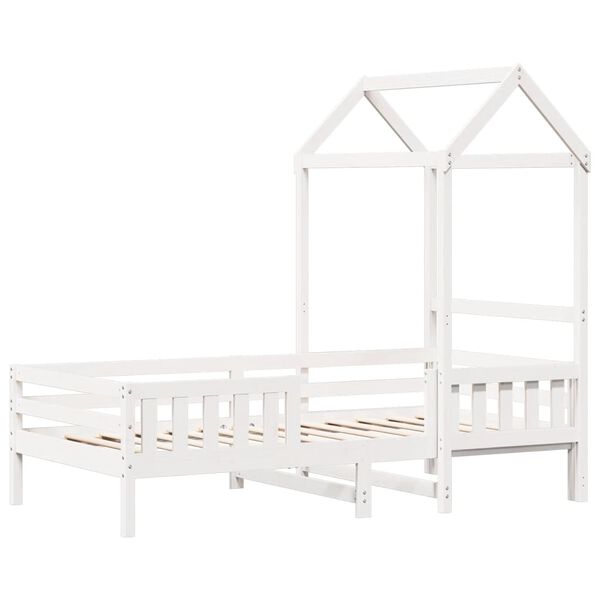 vidaXL Bed Frame with Roof without Mattress White 100x200 cm