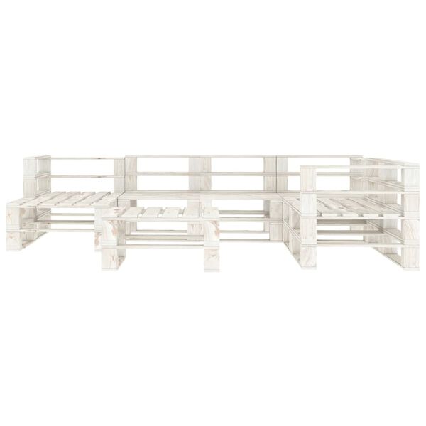 vidaXL 8 Piece Garden Pallets Lounge Set Wood White