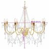 vidaXL Chandelier with Beads Golden 8 x E14 Bulbs