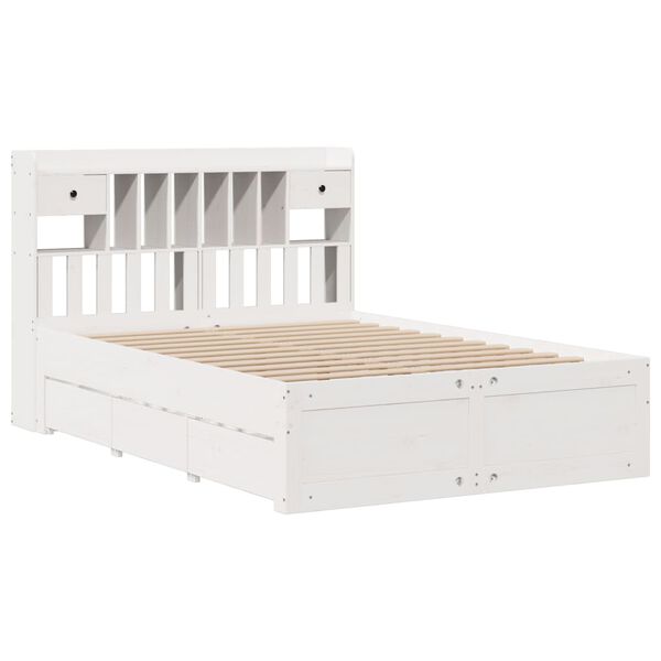 vidaXL Bookcase Bed without Mattress White 140x190 cm Solid Wood Pine