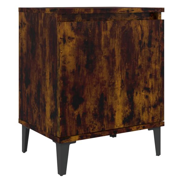 vidaXL Bed Cabinets with Metal Legs Smoked Oak 40x30x50 cm