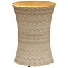 vidaXL Garden Side Table Drum Shape Beige Poly Rattan and Solid Wood