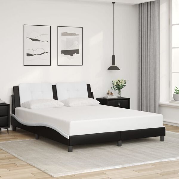 vidaXL Bed Frame without Mattress "Zadar" Black and White 160x200 cm Faux Leather