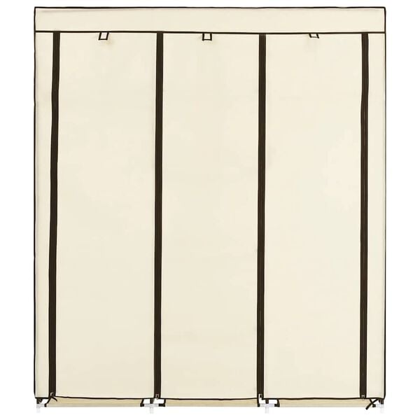 vidaXL Wardrobe with Compartments and Rods Cream 150x45x175 cm Fabric