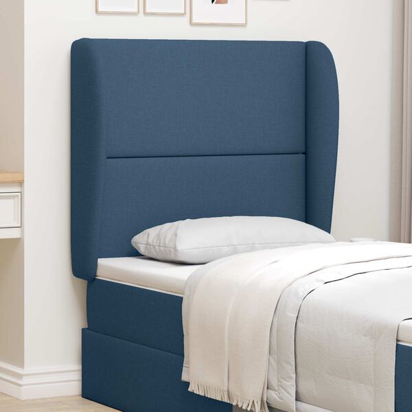 vidaXL Headboard Ear Blue 80 x 23 x 6 cm Fabric
