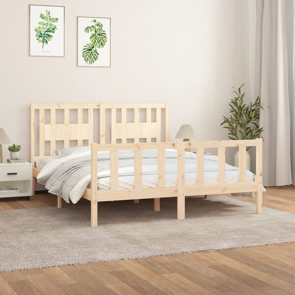 vidaXL Bed Frame without Mattress Solid Wood Pine 150x200 cm King Size King Size