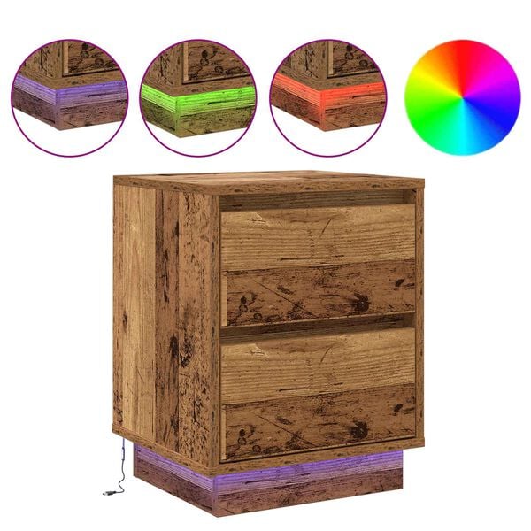 vidaXL Bedside Cabinet Old Wood 39 x 34.5 x 50 cm Engineered wood