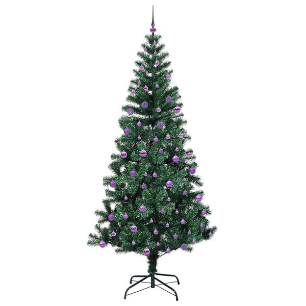 vidaXL Artificial Pre-lit Christmas Tree Green 240 cm PVC and Metal