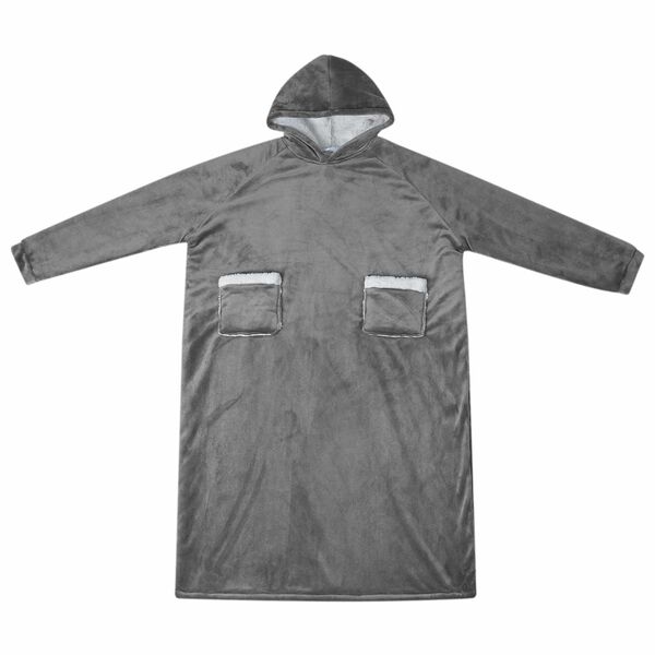 vidaXL Blanket Hoodie Dark Grey L Fleece and Flannel