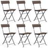 vidaXL Folding Bistro Chairs 6 pcs Brown Poly Rattan and Steel