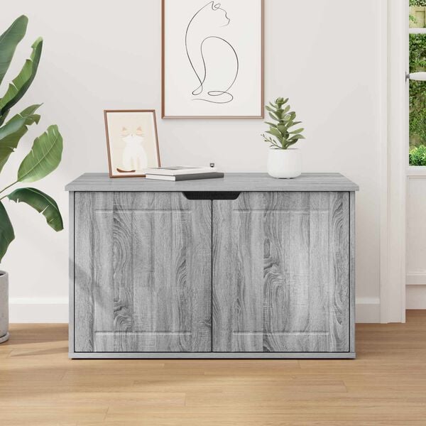 vidaXL Cat House Grey Sonoma 85 x 55 x 50.5 cm Engineered Wood