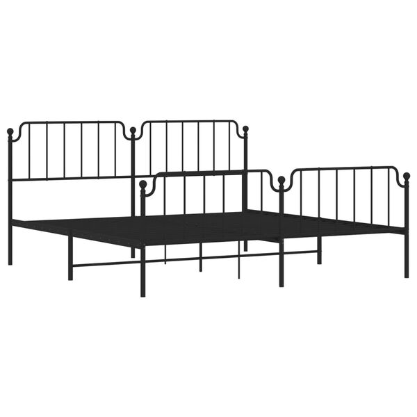 vidaXL Metal Bed Frame without Mattress with Footboard Black 193x203cm