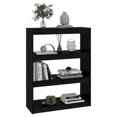 vidaXL Book Cabinet/Room Divider Black 80x30x103.5 cm Solid Wood Pine