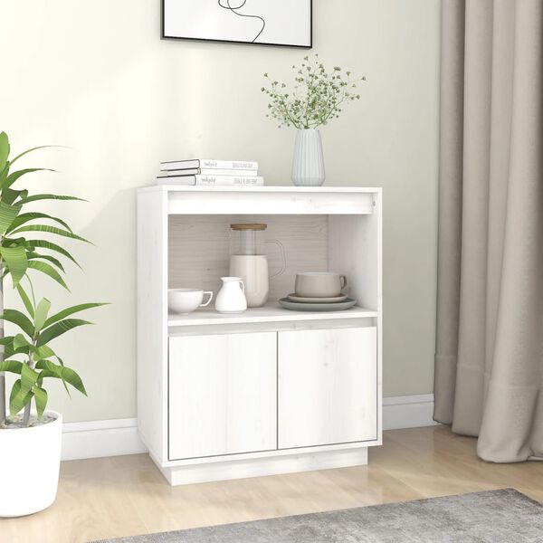 vidaXL Sideboard White 60x34x75 cm Solid Wood Pine