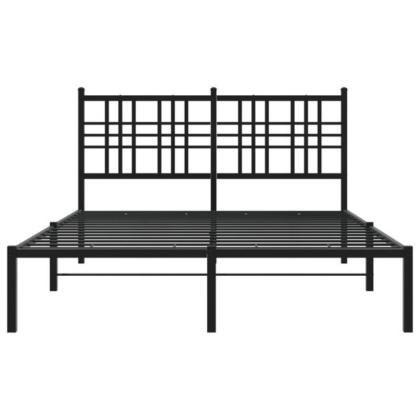 vidaXL Metal Bed Frame without Mattress with Headboard Black 120x190cm