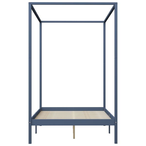 vidaXL Canopy Bed Frame without Mattress Grey Solid Wood 140x200 cm (283277+321989)
