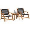 vidaXL Garden Chairs with Table 3 pcs Black Solid Acacia wood