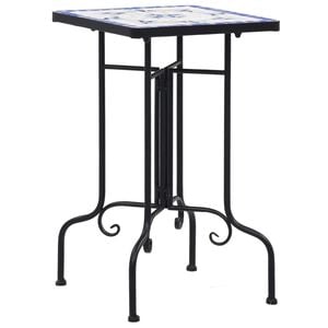 vidaXL Side Table | Blue and White | Iron and Ceramic | Small | Durable