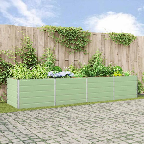 vidaXL Planter Pastel Green 385 x 100 x 75 cm Galvanised Steel