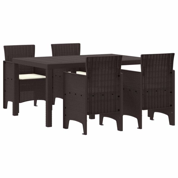 vidaXL Garden Dining Set 5 pcs Brown Polt rattan