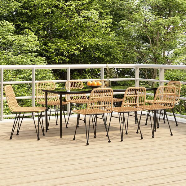 vidaXL 9 Piece Garden Dining Set Poly Rattan