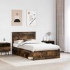 vidaXL Bed Frame with Storage Smoked Oak 120 x 190 cm Solid Pine Wood