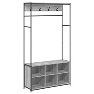 vidaXL Coat Stand with Shoes Bench Grey Sonoma 100 x 32 x 180.5 cm