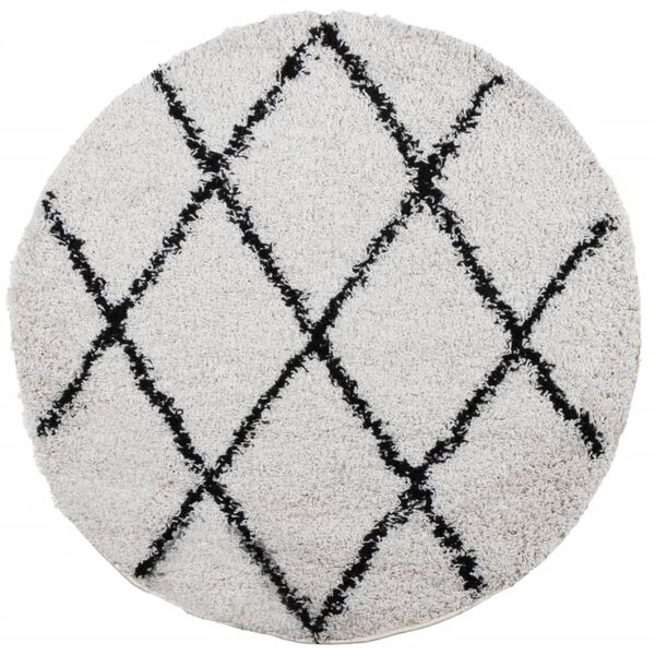 vidaXL Shaggy Rug PAMPLONA High Pile Modern Cream and Black &Oslash; 200 cm