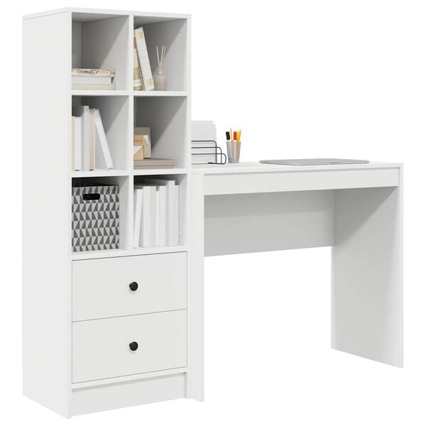 vidaXL Desk with Drawer 2 pcs White