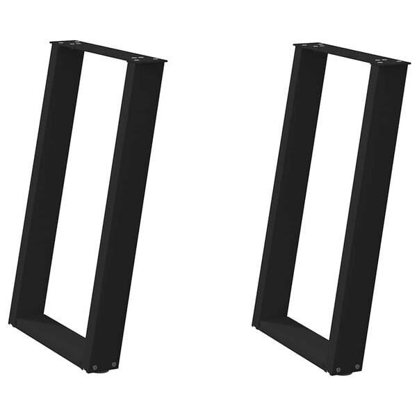 vidaXL Dining Table Legs U-Shaped 2 pcs Black 50x(72-73) cm Steel
