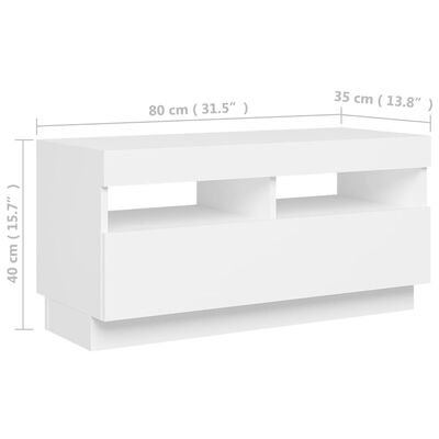 vidaXL TV Cabinet with LED Lights White 80x35x40 cm