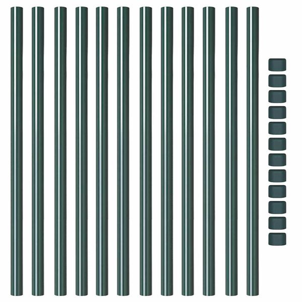 vidaXL Fence Posts 12 pcs Green 120 cm Powder-coated steel