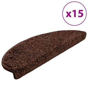 vidaXL Stair Mats 15 pcs 65x21x4 cm Brown Half Round Large
