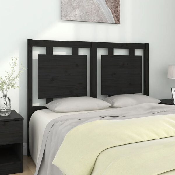 vidaXL Bed Headboard Black 125.5x4x100 cm Solid Pine Wood