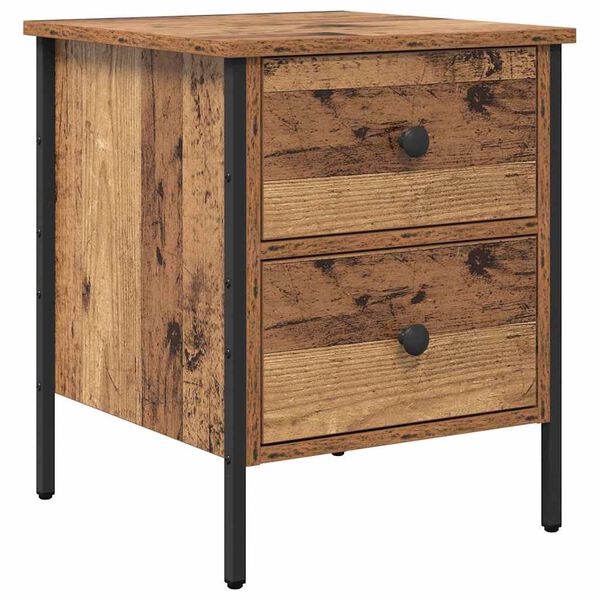 vidaXL Bedside Cabinet with Drawer Old wood 40 x 42 x 50 cm