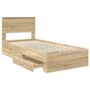 vidaXL Bed Frame Sonoma Oak and Silver 75 x 190 cm Engineered Wood