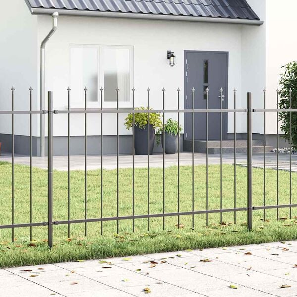 vidaXL Garden Fence 8 pcs Grey 13.6 x 1.2 m Powder-coated Steel