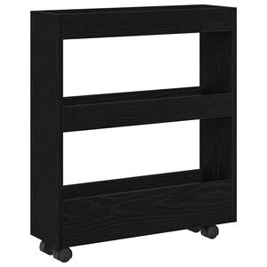 vidaXL Narrow Storage Trolley Black Oak 60 x 18 x 70 cm