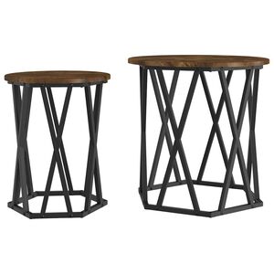 vidaXL Coffee Table 2 pcs Smoked Oak 50 x 50 x 50 cm