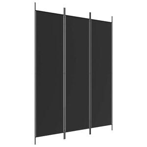 vidaXL 3-Panel Room Divider Black 150x200 cm Fabric