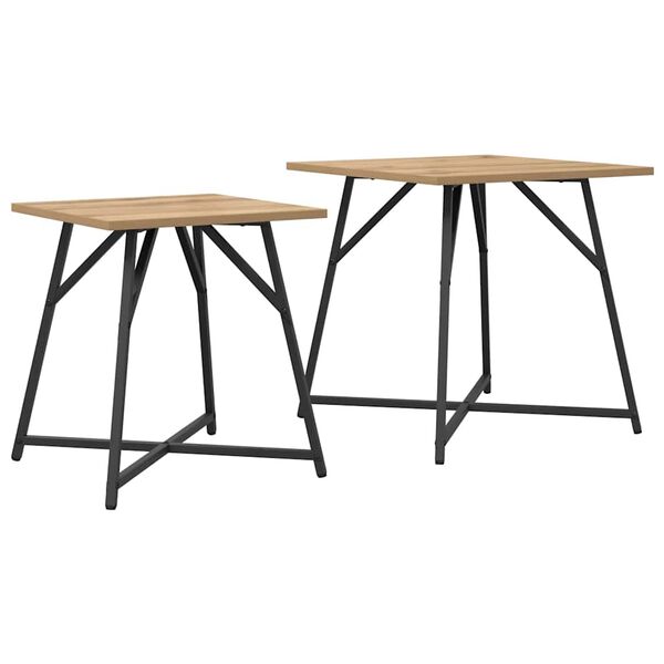 vidaXL Side Table Set 2 pcs Artisan Oak and Black