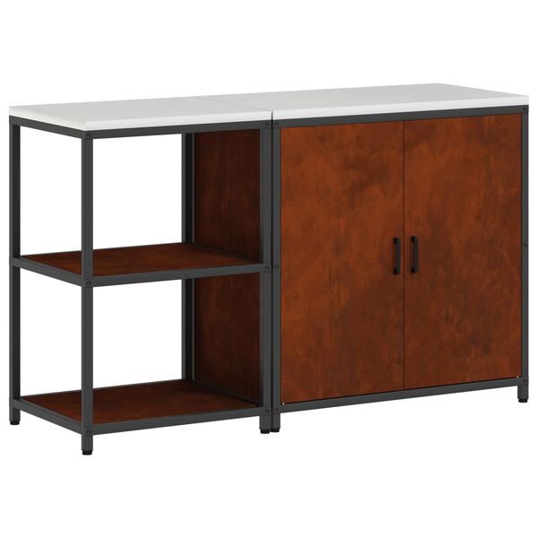 vidaXL Kitchen Storage Set with Shelf 2 pcs Rusty Weathering Steel