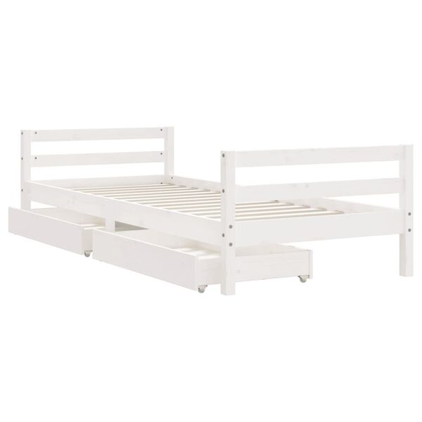 vidaXL Kids Bed Frame with Drawers White 90x190 cm Solid Wood Pine