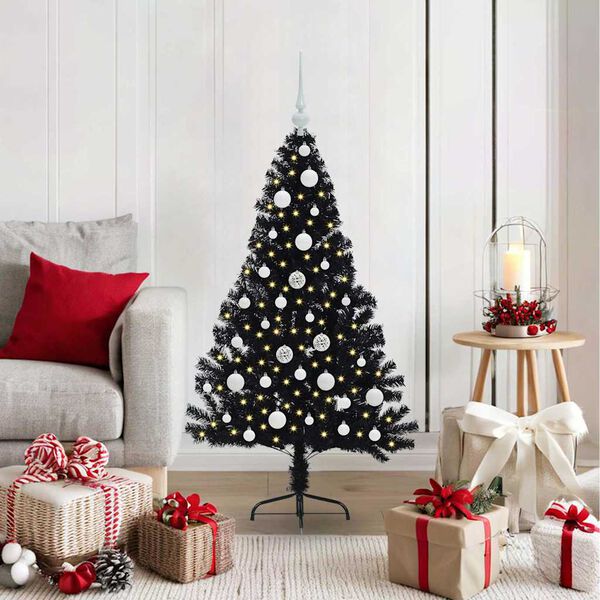 vidaXL Artificial Pre-lit Christmas Tree Black 120 cm PVC